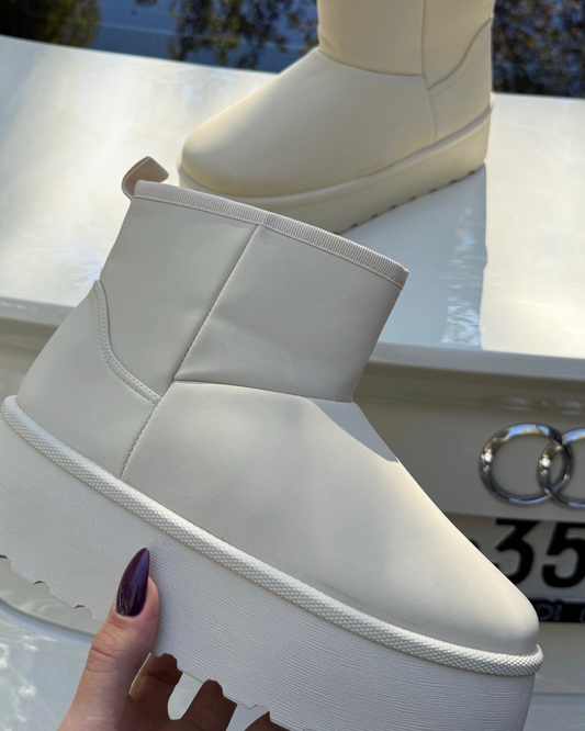 Bottines simili beige fourrées